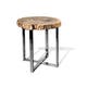 Petrified Wood Table w/ Stainless Steel, Live Edge - Large