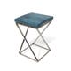 Miami Blue Side Table w/ Stainless Steel, Square - Large